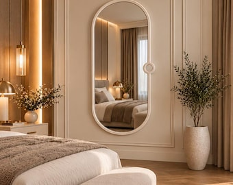 Modern Arched Full Length Mirror – Decorative Round Accent Wall Mirror