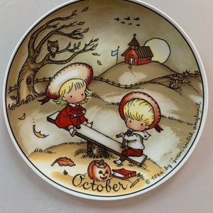 Joan Walsh Anglund, October Collector Plate, 1966, Made in West Germany, October Birthday Gift