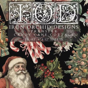 IOD Candy Cane Cottage Transfer,Iron Orchid Designs Retired Transfer,IOD Holiday 2024 Transfer,IOD Winter Release, 8&quot; x 12&quot; Page Set