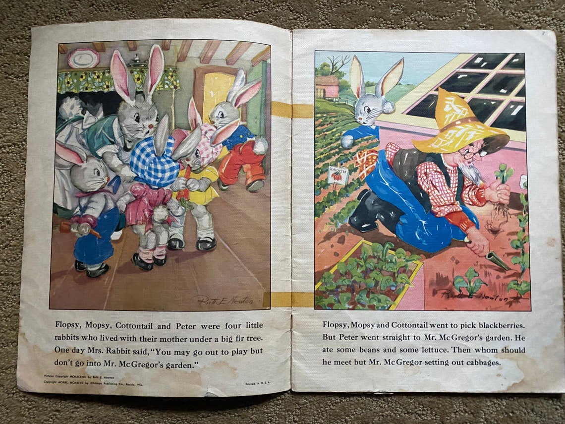 Peter Rabbit Linen Book 1940's Full Color - Etsy