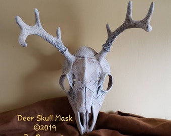 Deer Skull Mask with 4 Prong Antler custom made by Oonacat