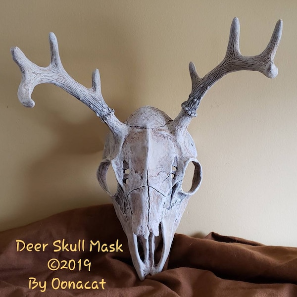 Deer Skull Mask with 4 Prong Antler custom made by Oonacat