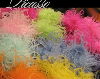 Curly Ostrich Feather Puff - Qty (1) - You PICK Color from our Lovely Collection of over 20 Colors - 4" -