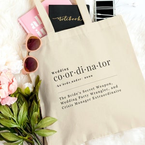 Wedding Coordinator Gift, Wedding Planner Tote Bag, Wedding Day Organizer, Coordinator Proposal, Cotton Canvas Totebag Gift from Bride