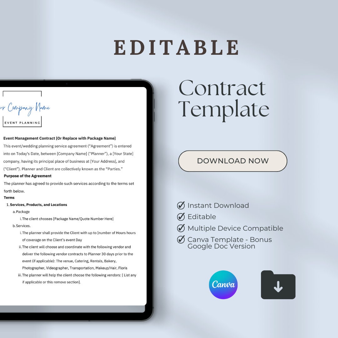 Wedding Coordinator Contract Template Invoice Welcome Letter Editable Wedding Coordinator Contract Template Invoice Welcome Letter Editable
