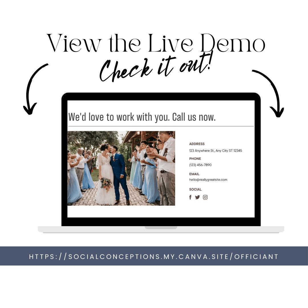 Wedding Officiant Website Template Celebrant Canva Website Editable Wedding Officiant Website Template Celebrant Canva Website Editable