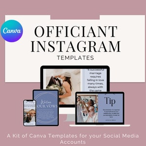 Contenido de redes sociales para oficiantes de bodas Marketing para oficiantes Plantillas Canva Plantillas de Instagram Publicaciones en redes sociales Estrategia de redes sociales