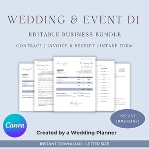 DJ Contract Template and Invoice Editable Canva Template for Event and Wedding DJ Service Agreement Disc Jockey Contract