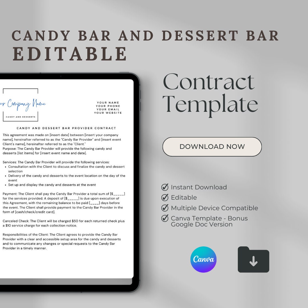 Candy Bar Contract Simple Service Agreement Weddings and Events Candy Bar Contract Simple Service Agreement Weddings and Events