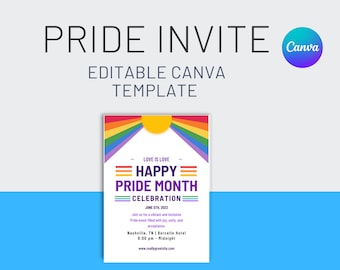 Pride Event Invitation Template Editable Canva Design LGBTQ+ Celebration Digital Download Rainbow Design LGBTParty Invite Progressive Event