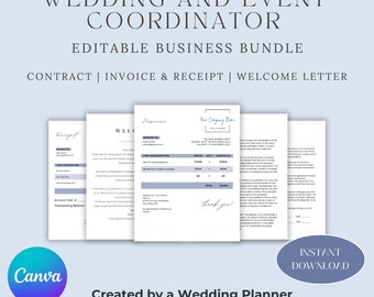 Wedding Coordinator Contract Template Invoice Welcome Letter Editable Canva Service Agreement for Day of Planner Printable PDF