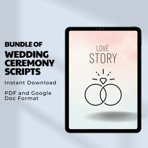 カップルと司式者のための結婚誓約書と式典のスクリプトバンドル、ユニティセレモニーのアイデア、プランナー、オプションの読み上げアイデア