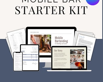 Mobile Bar Business Templates, Canva Website Design, Beispiel Visitenkarten, Broschüre, Vorschlag, Vertrag, Rechnung, Flyer bearbeitbares Design