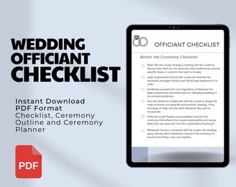 Wedding Officiant Checklist, Wedding Planning, and Client Workflow, Officiant To Do List Digital Itinerary and Schedule for Celebrants