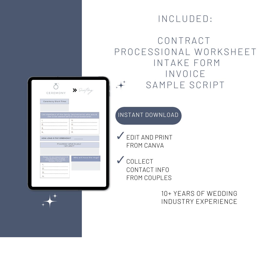 Wedding Officiant Binder Templates, Ceremony Order, Unity Ceremony ...