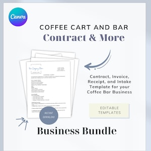コーヒーカート契約書、コーヒーバー契約書、カスタマイズ可能なCanvaテンプレート、編集可能なサービス契約書をダウンロード