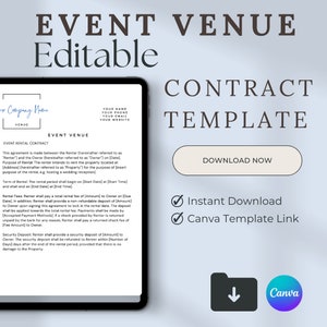 Wedding Venue Rental Business Bundle Editable Canva Templates, Contract Invoice, Policies Instant Download for Event Space