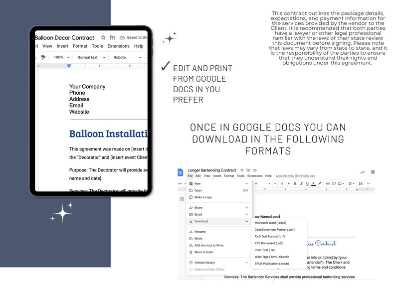 Balloon Decor Contract, Invoice Canva Template for Balloon Arch