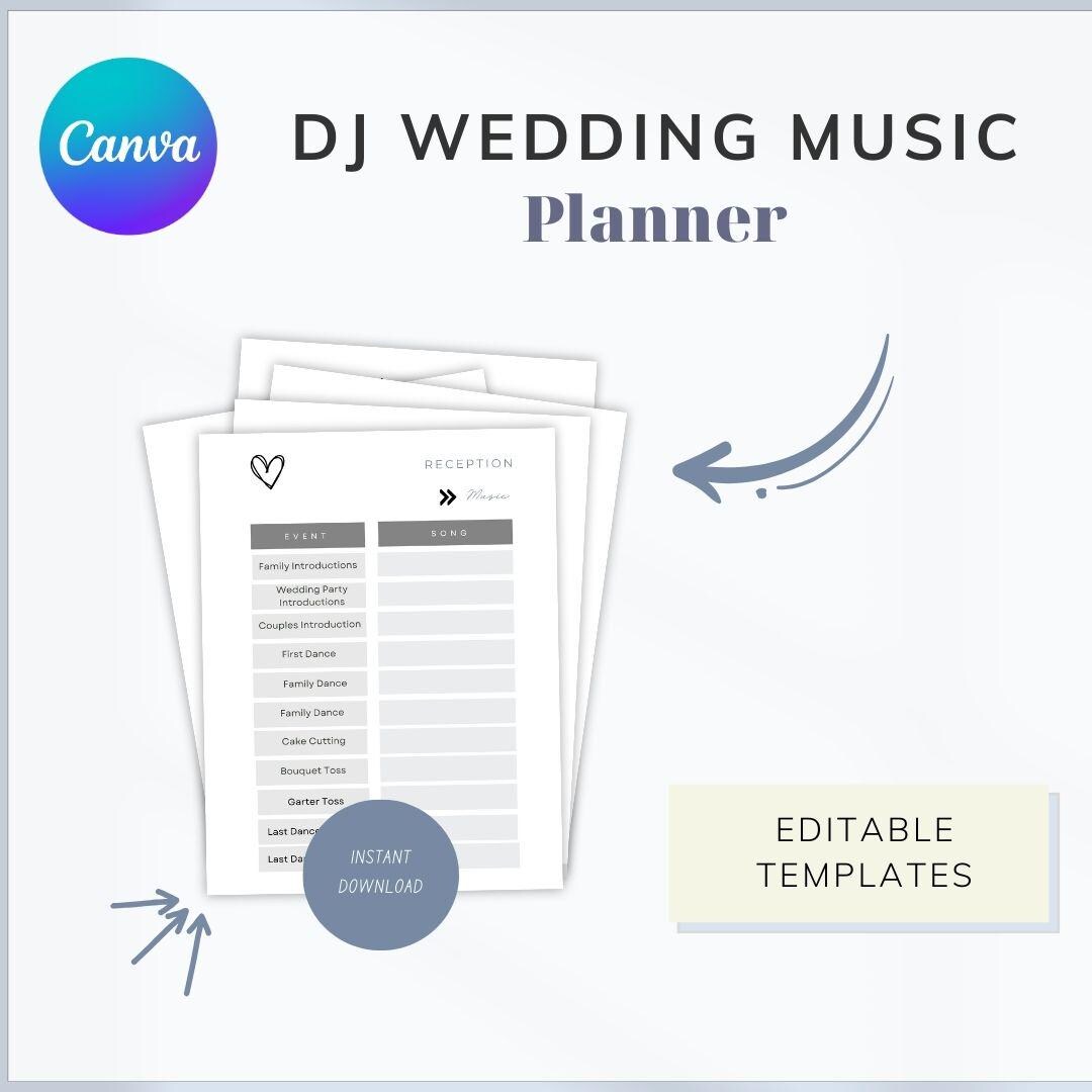 Wedding Music Planner | DJ & Song Selection Worksheet for Ceremony and ...