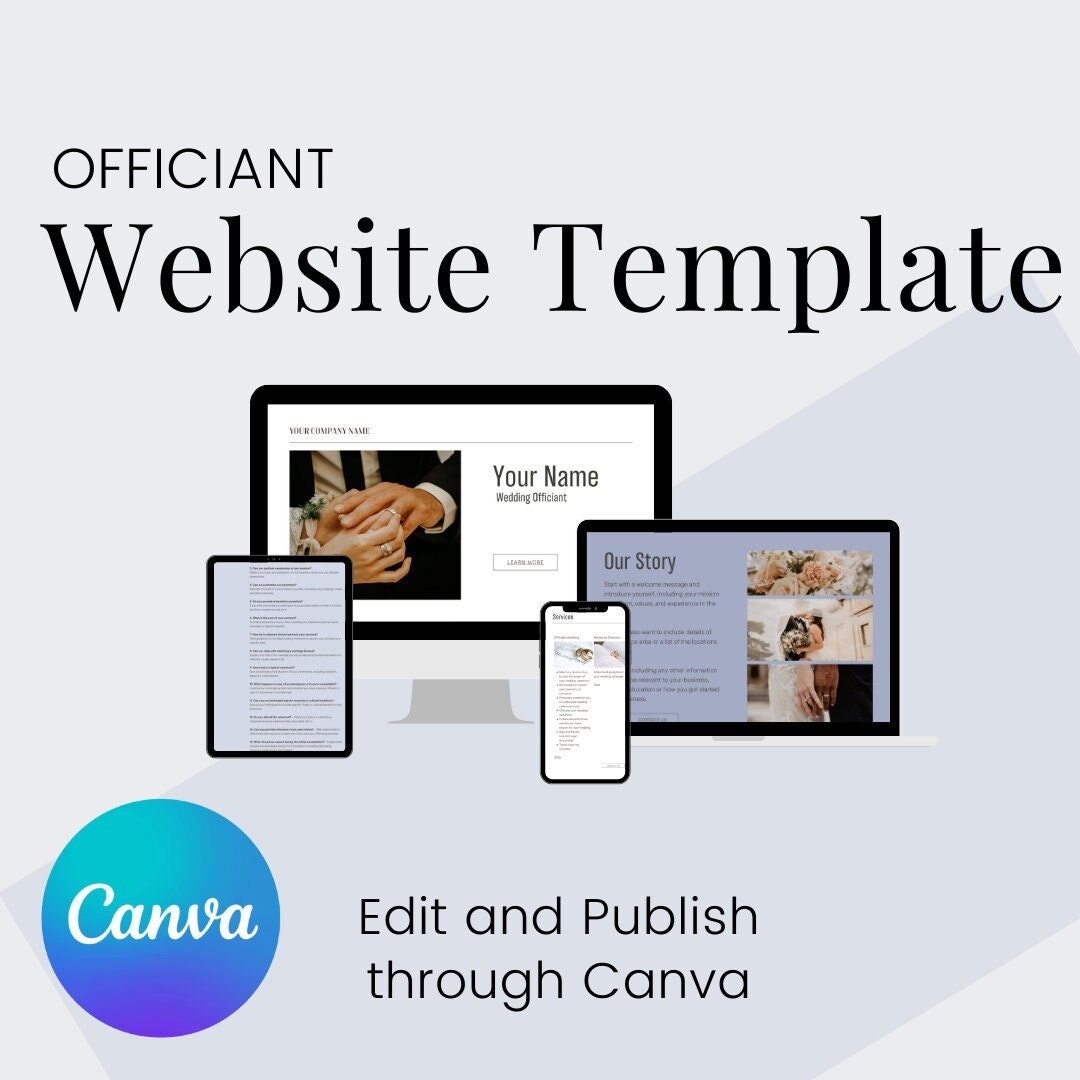 Wedding Officiant Website Template Celebrant Canva Website Etsy Wedding Officiant Website Template Celebrant Canva Website Etsy