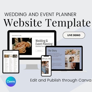 Wedding Coordinator Website Template Event Planner Website Template Canva Website Editable Template Customizable Design Custom Website