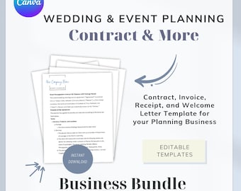 Wedding Coordinator Contract Canva Template Invoice Welcome Letter Editable Digital Download Service Agreement for Day of Wedding Planner
