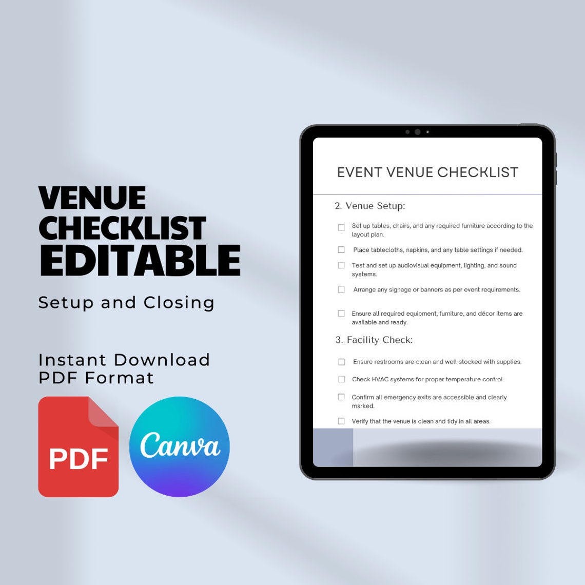 Event Venue Checklist To Do List Setup Event Guide Cleanup Closing 