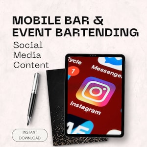 The Ultimate Mobile Bartender Social Media Calendar Topic Suggestions Copy for Instagram Facebook Pinterest TikTok Scripts Event Bartending