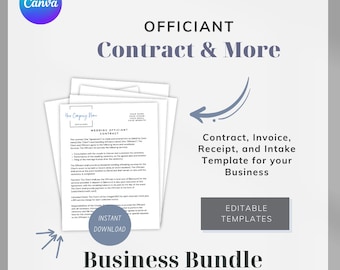 Plantilla de contrato de oficiante en Canva, imprimible y editable. Acuerdo de celebrante de bodas para la ceremonia del día de la boda. Descarga instantánea.