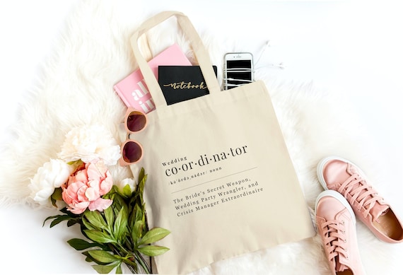 Wedding Coordinator Gift, Wedding Planner Tote Bag, Wedding Day Organizer, Coordinator Proposal, Cotton Canvas Totebag Gift from Bride