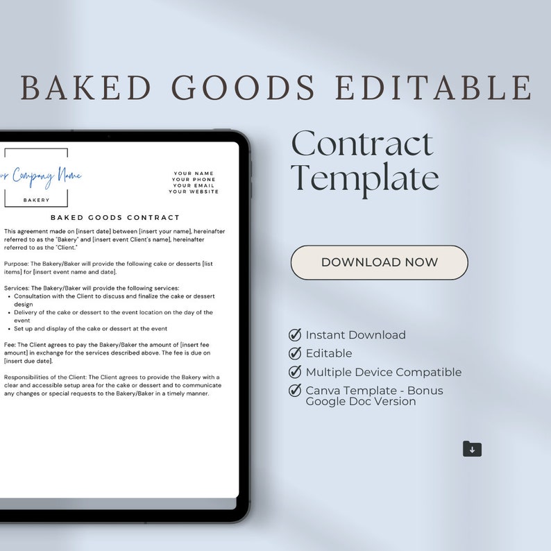 Bakery Contract, Food Service Agreement, Baked Goods Service Agreement Bakery Contract, Food Service Agreement, Baked Goods Service Agreement