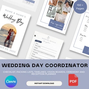Digitaler Hochzeitsplaner Canva Vorlage Erstellt von einem Hochzeitsplaner 150 + Seiten bearbeitbare Zeitleiste, Checkliste und mehr