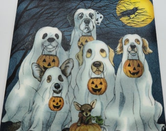 Trick or Treat Dogs Coasters, Ghost Dogs  Halloween Coasters, Fall Coaster,  Christmas Gift  Ceramic Tile Coasters