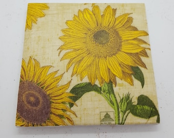 Sunflower Coasters  Floral Coasters Tile Coasters  Sunflowers Ceramic Tile Coasters