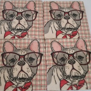 Dog Coasters Stone Coasters Dressed Dog Travertine Stone Coasters Frenchie Coasters French Bulldog Dog in Glasses Coasters image 3