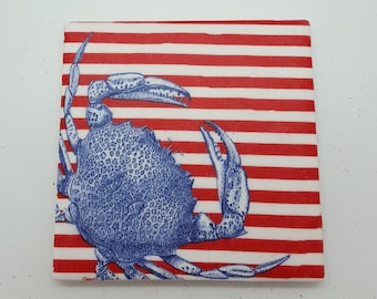 Crab Coasters Maryland Blue Crab Coasters Tile Coasters Blue Crab Coasters  Ceramic Tile Coasters