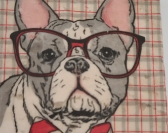 Dog Coasters Stone Coasters Dressed Dog Travertine Stone Coasters Frenchie Coasters French Bulldog Dog in Glasses Coasters