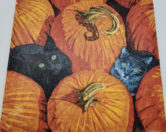 Black Cats and Pumpkins Coasters, Pumpkins Coasters  Black Cats Halloween Coasters, Fall Coaster,  Christmas Gift  Ceramic Tile Coasters