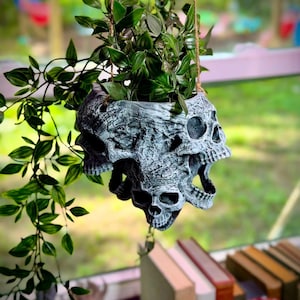 Hanging Skull Stone Planter