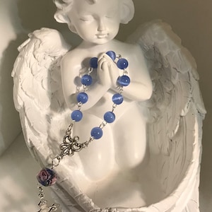 Charming Baby Blue Cats Eye Pocket Rosary