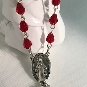 Beautiful Red Teardrop Crystal Bead Pocket Rosary
