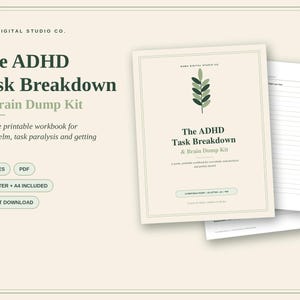 ADHD Task Breakdown Worksheets, Brain Dump Printable, Executive Dysfunction Planner, Neurodivergent Workbook PDF