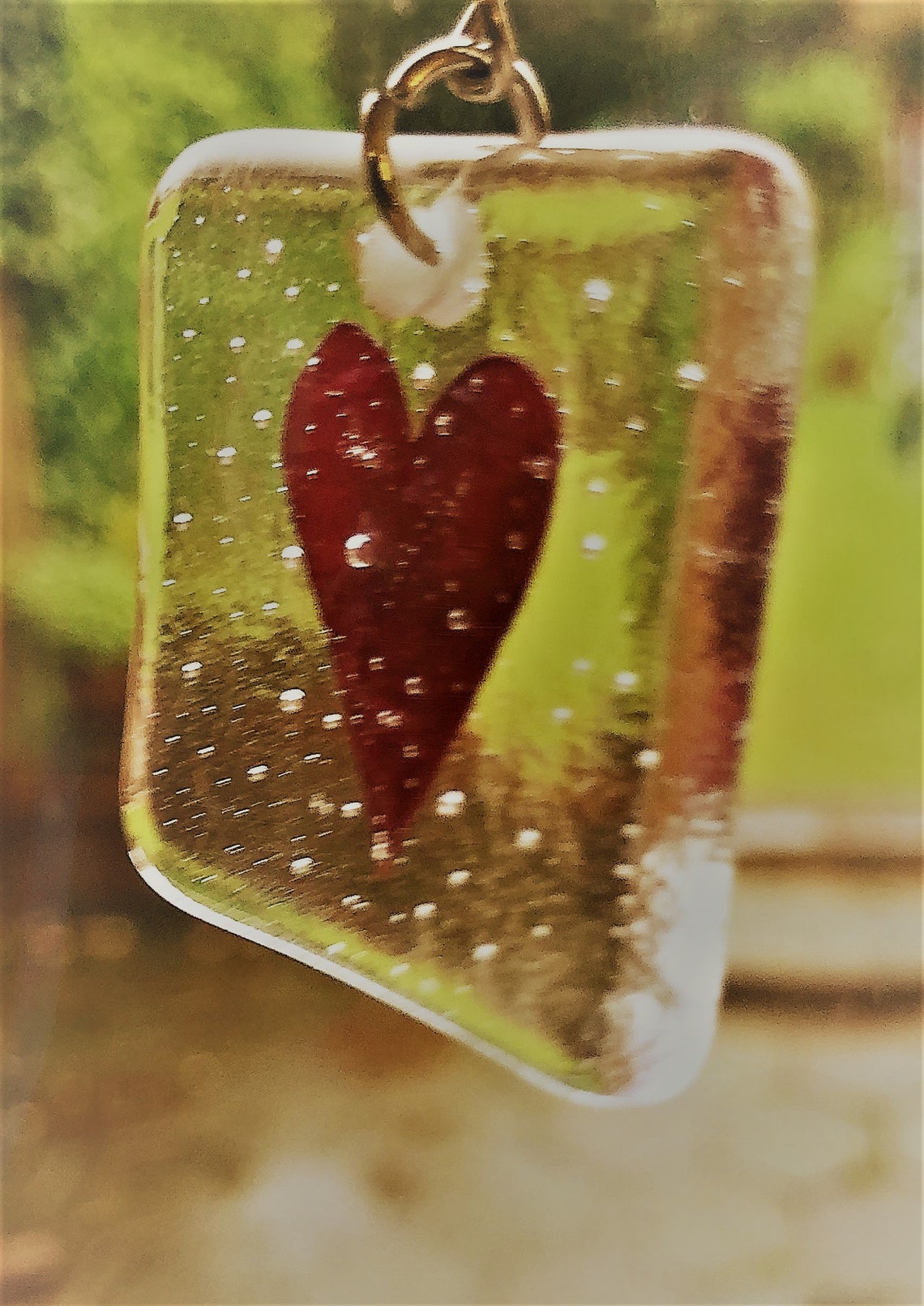 Handmade LOVE HEART Fused Glass KEYRING Ideal Gift Etsy