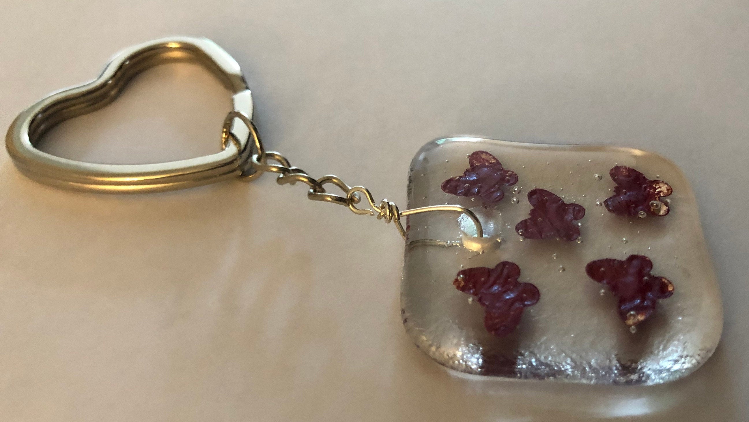 BUTTERFLIES Handmade Fused Glass KEYRING Made in Suffolk Etsy