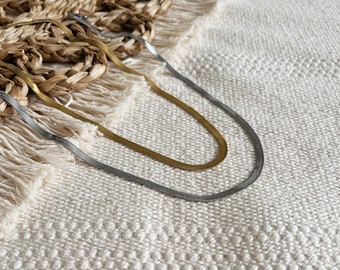 Shakti Chevron Chain Necklace || Silver Gold Stainless Steel || Layering || Chunky || Waterproof Tarnishproof || Boho