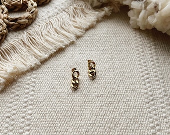 Luxe Link Chain Earrings || Gold Stainless Steel || Cuban || Dangle Studs Minimalist || Waterproof Sensitive Ears