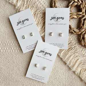 Lumi Studs Earrings || Aqua Blue Purple Opal || Gold Stainless Steel || Boho || Rectangle Bezel  Minimalist || Waterproof Sensitive Ears