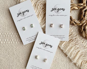 Lumi Studs Earrings || Aqua Blue Purple Opal || Gold Stainless Steel || Boho || Rectangle Bezel  Minimalist || Waterproof Sensitive Ears