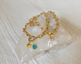 Curated Charm Bracelet || DIY Personalized || Birthstone Zodiac || Stainless Steel || Waterproof Tarnishproof || Boho
