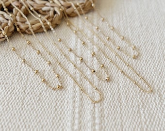 Tala Gold Bead Necklace || Minimalist Gold Chain || Stainless Steel || Layering Waterproof Tarnishproof || Boho
